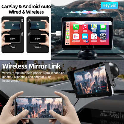 7Inch Car Radio Multimedia Video Player Wireless Carplay and Wireless Android Auto Portabl...