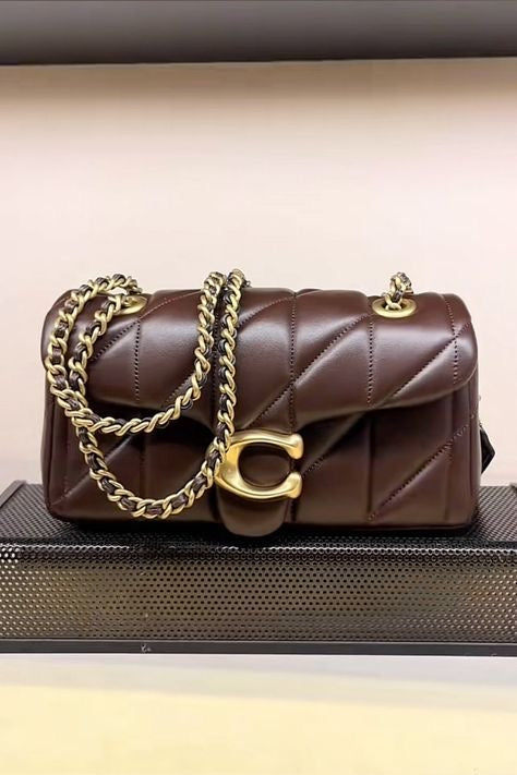 C Designer Tabby Shoulder Bag Quilted Leather Gold Hardware