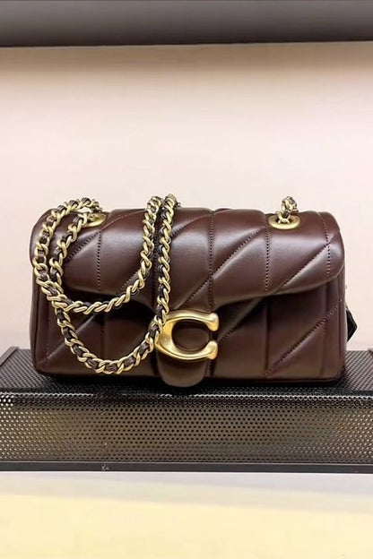 C Designer Tabby Shoulder Bag Quilted Leather Gold Hardware