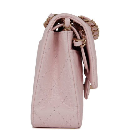 Medium Classic Double Flap Bag Light Pink Caviar Light Gold Hardware