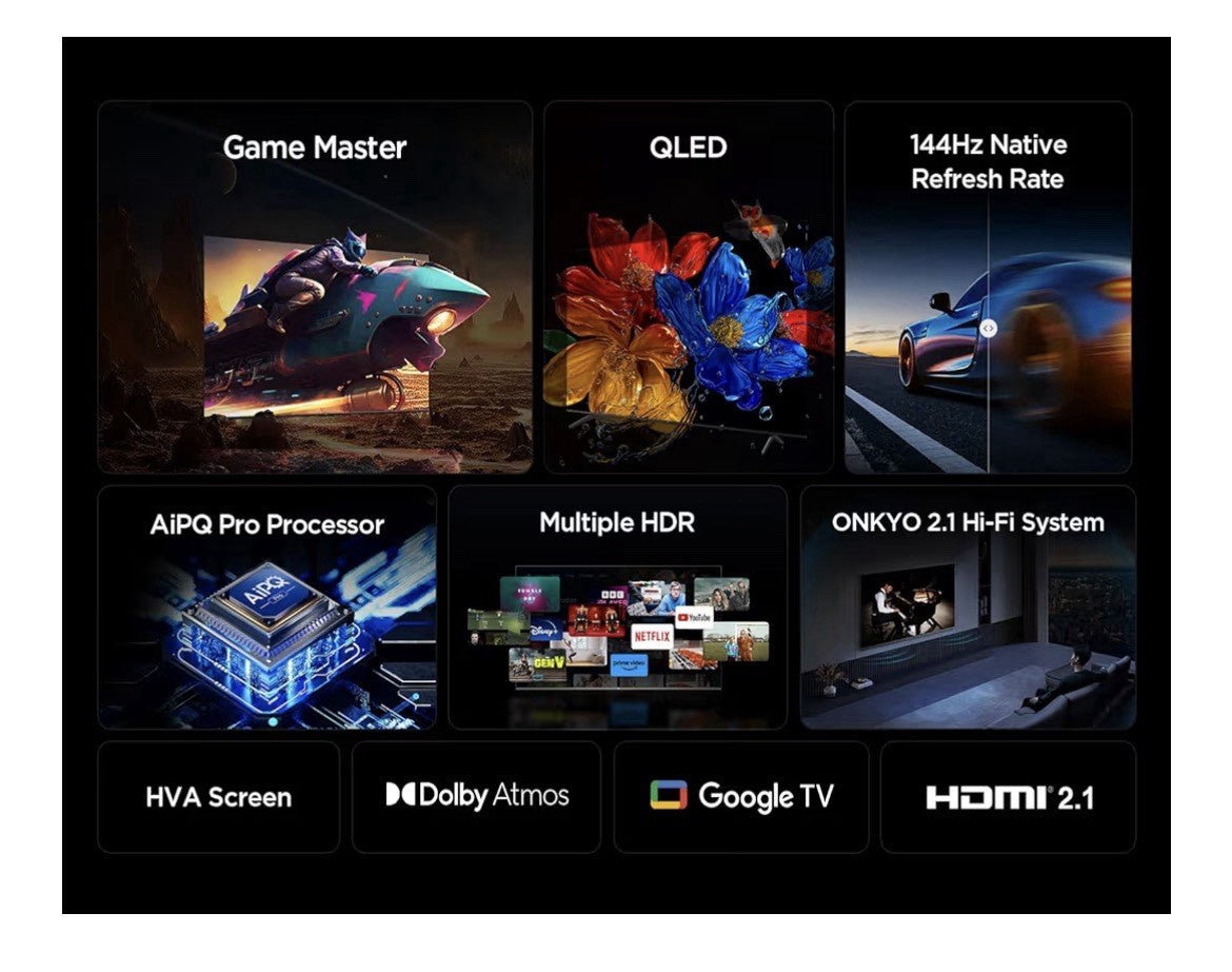 TCL 85P8K-UK 85 Inch QLED Smart TV, 4K HDR Pro, AiPQ Processor, Game Master