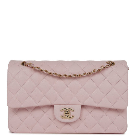 Medium Classic Double Flap Bag Light Pink Caviar Light Gold Hardware