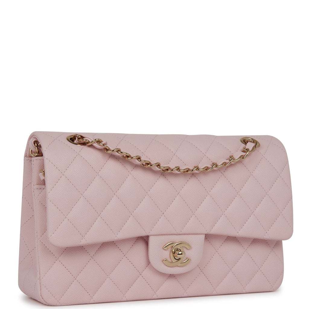 Medium Classic Double Flap Bag Light Pink Caviar Light Gold Hardware