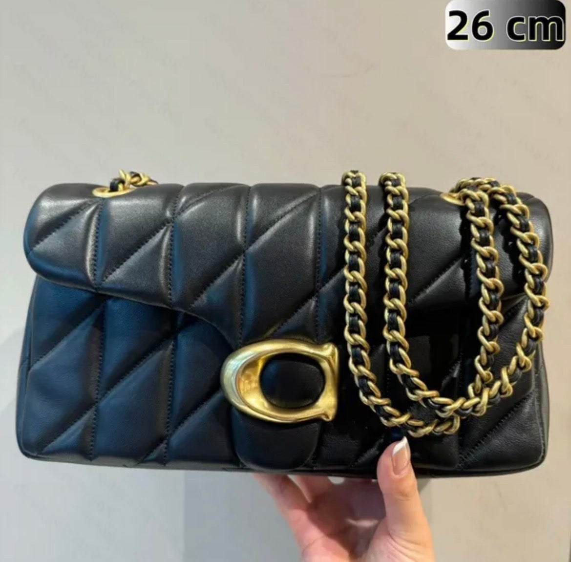 C Designer Tabby Shoulder Bag Quilted Leather Gold Hardware