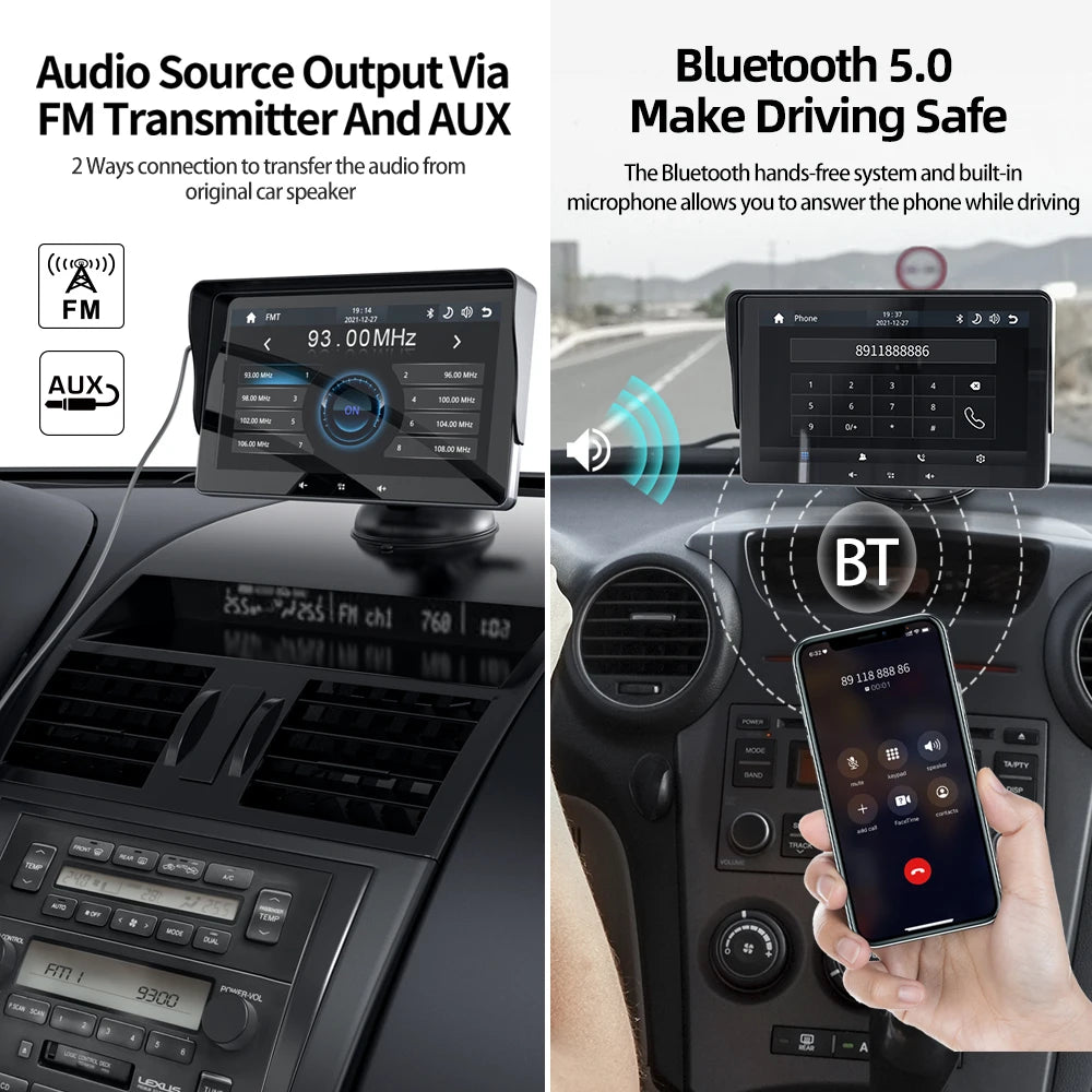 7Inch Car Radio Multimedia Video Player Wireless Carplay and Wireless Android Auto Portabl...