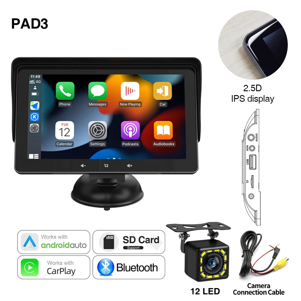 7Inch Car Radio Multimedia Video Player Wireless Carplay and Wireless Android Auto Portabl...