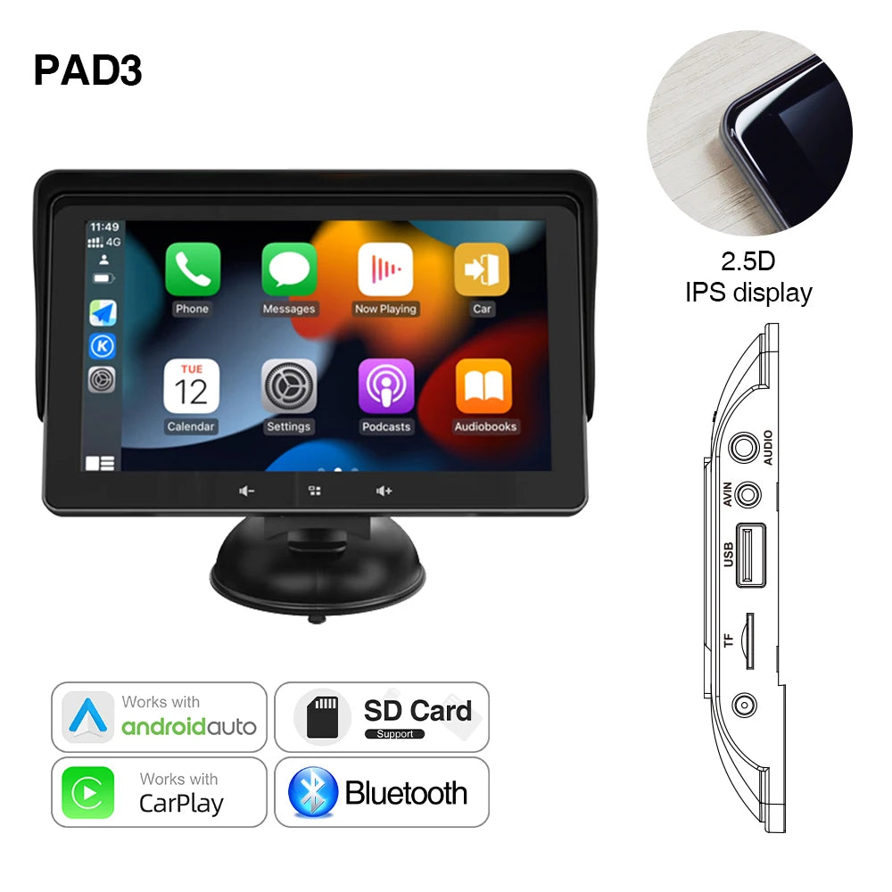 7Inch Car Radio Multimedia Video Player Wireless Carplay and Wireless Android Auto Portabl...